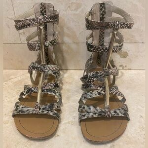 STEVE MADDEN Women's Crete Gladiator Snake-effect Zip Open Toe Sandals Sz 8.5